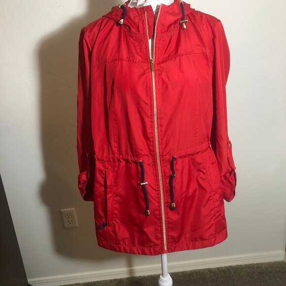 Susan Graver Red Lightweight Hooded Jacket - Size S - Picture 8 of 16